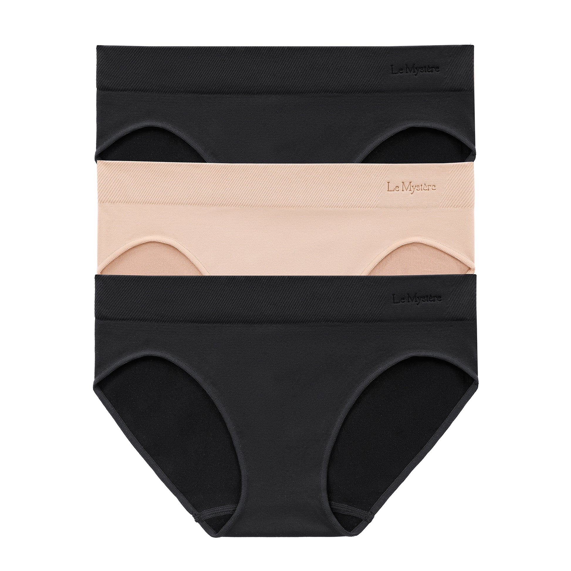 A Seamless Comfort Bikini 3 Pack Black Black Natural