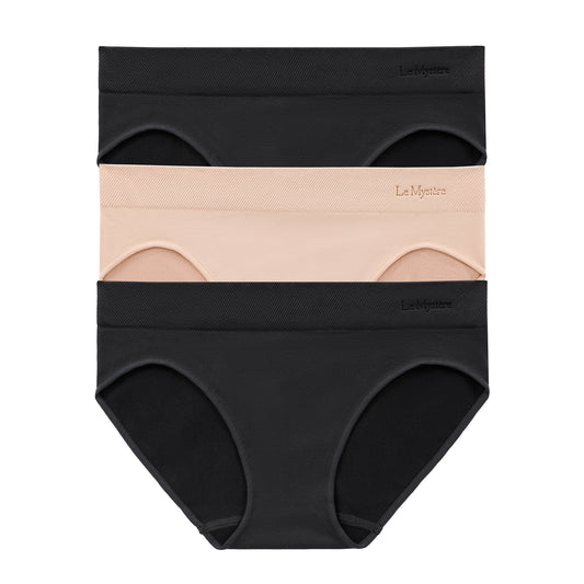 A Seamless Comfort Bikini 3 Pack Black Black Natural