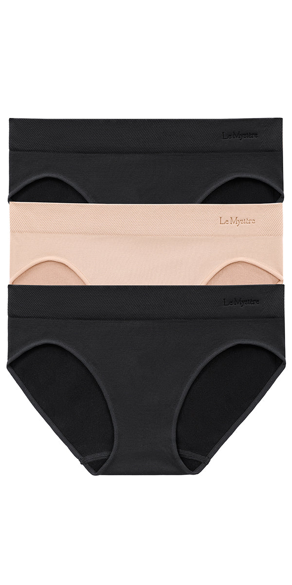 Seamless Comfort Bikini 3 Pack -  Black Black Natural