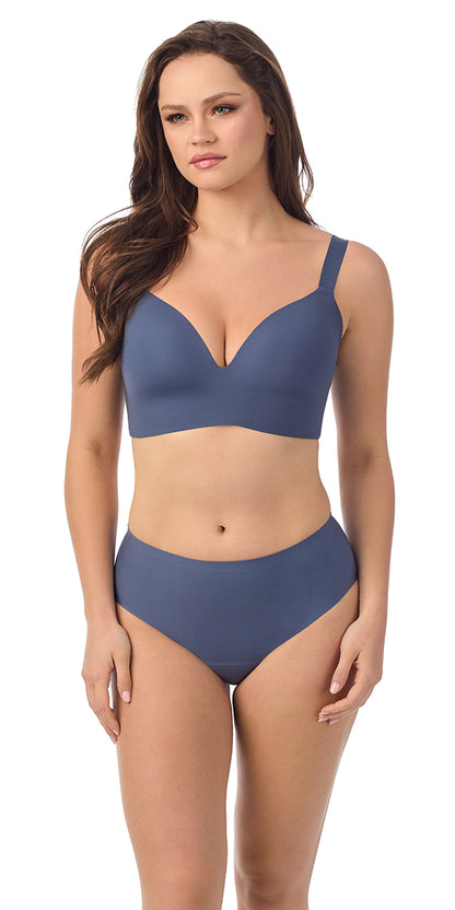 A lady wearing Blue Smooth Shape 360 Smoother