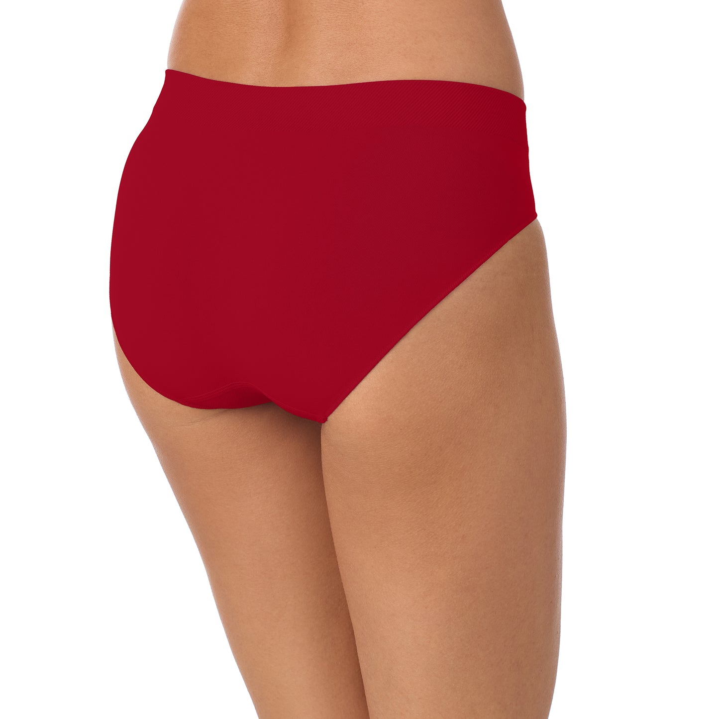 A lady wearing Seamless Comfort Bikini - Pomegranate back view