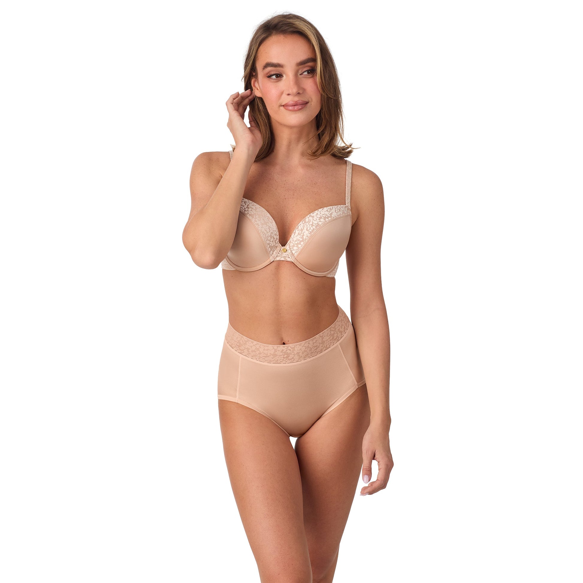 A lady wearing Safari T Shirt Bra in Sahara