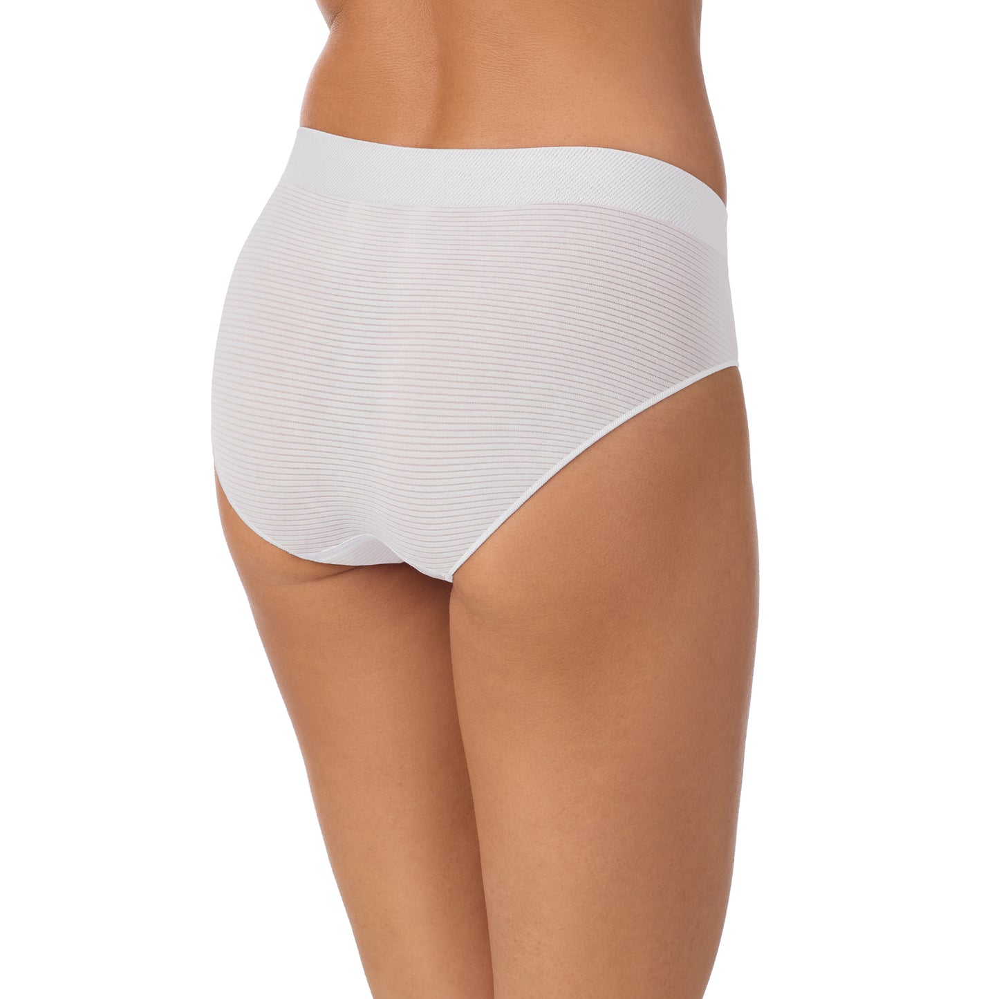 A lady wearing Seamless Comfort Hipster - Shimmer Stripe back view
