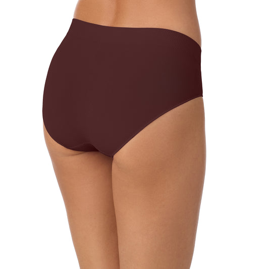 A lady wearing Seamless Comfort Hipster - Deep Mahogany back view