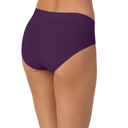 A lady wearing Seamless Comfort Hipster - Aubergine back view