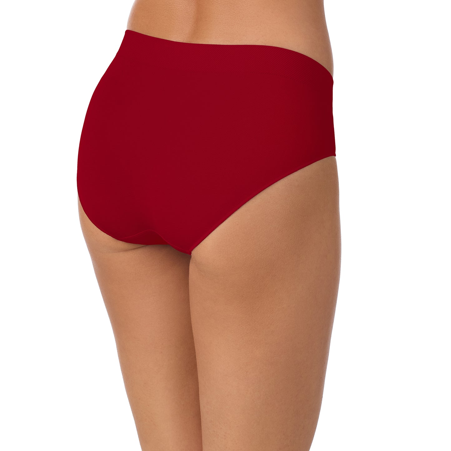 A lady wearing Seamless Comfort Hipster - Pomegranate back view