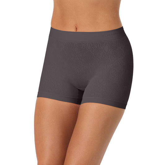 A lady wearing LaceKnit Seamless Boyshort - Charcoal