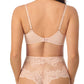 A lady wearing a pale peach Lace Allure Unlined Bra