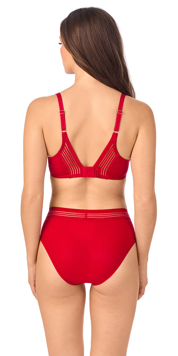 A lady wearing Second Skin Back Smoother - Crimson