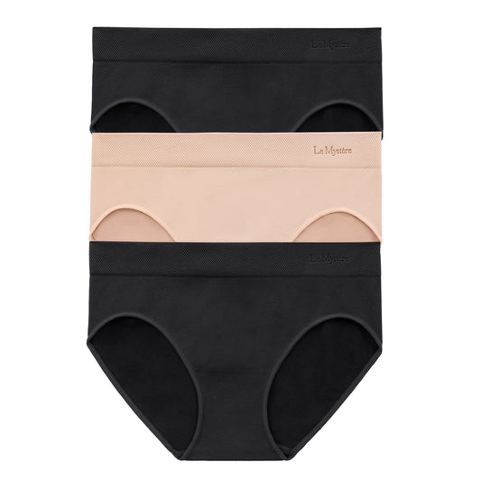 A Seamless Comfort Hipster 3 Pack - Black Black Natural