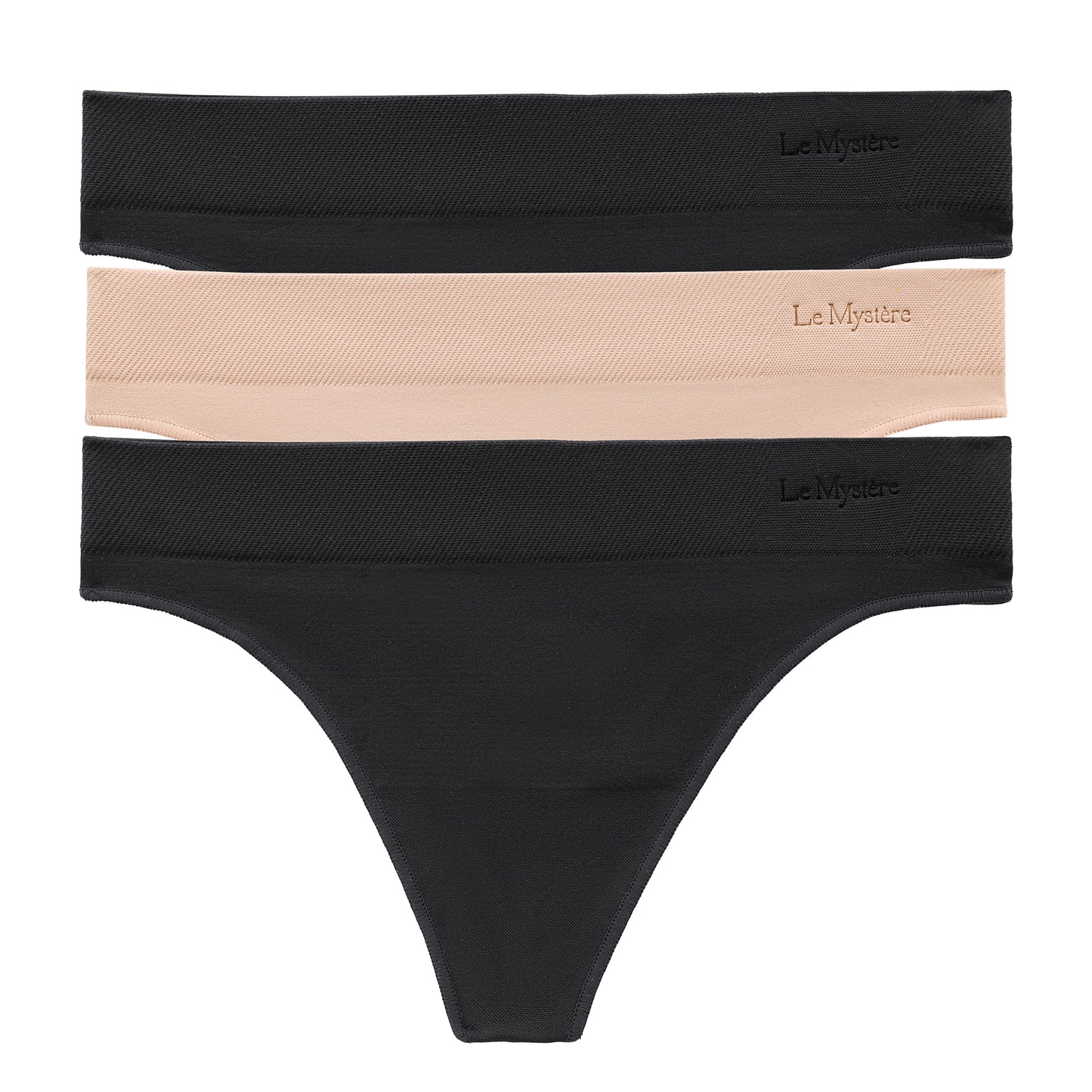 A Seamless Comfort Thong 3 Pack - Black Black Natural