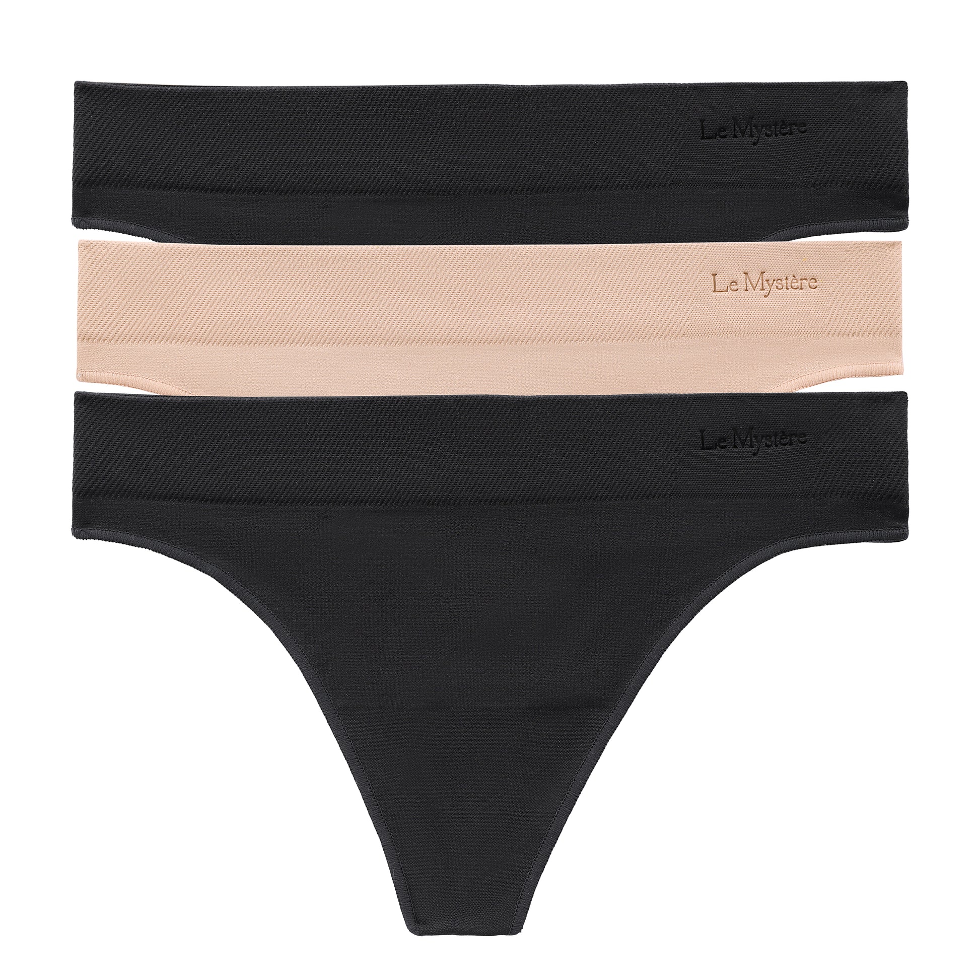 A Seamless Comfort Thong 3 Pack - Black Black Natural