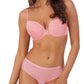 A lady wearing pink safari t shirt bra