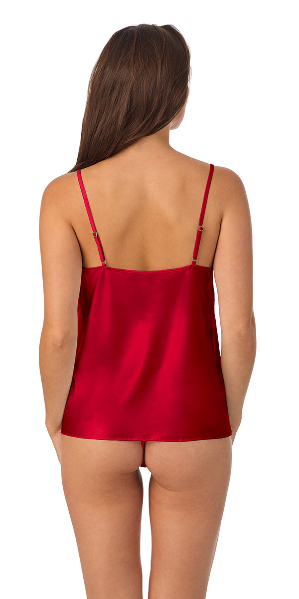 A lady wearing red Lace Allure Chemise  