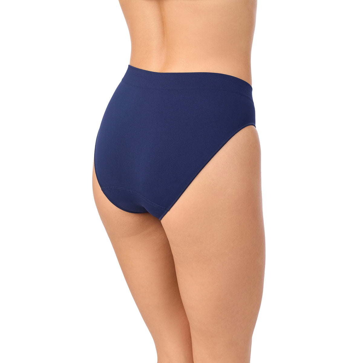 A lady wearing Seamless Comfort Bikini in True Navy