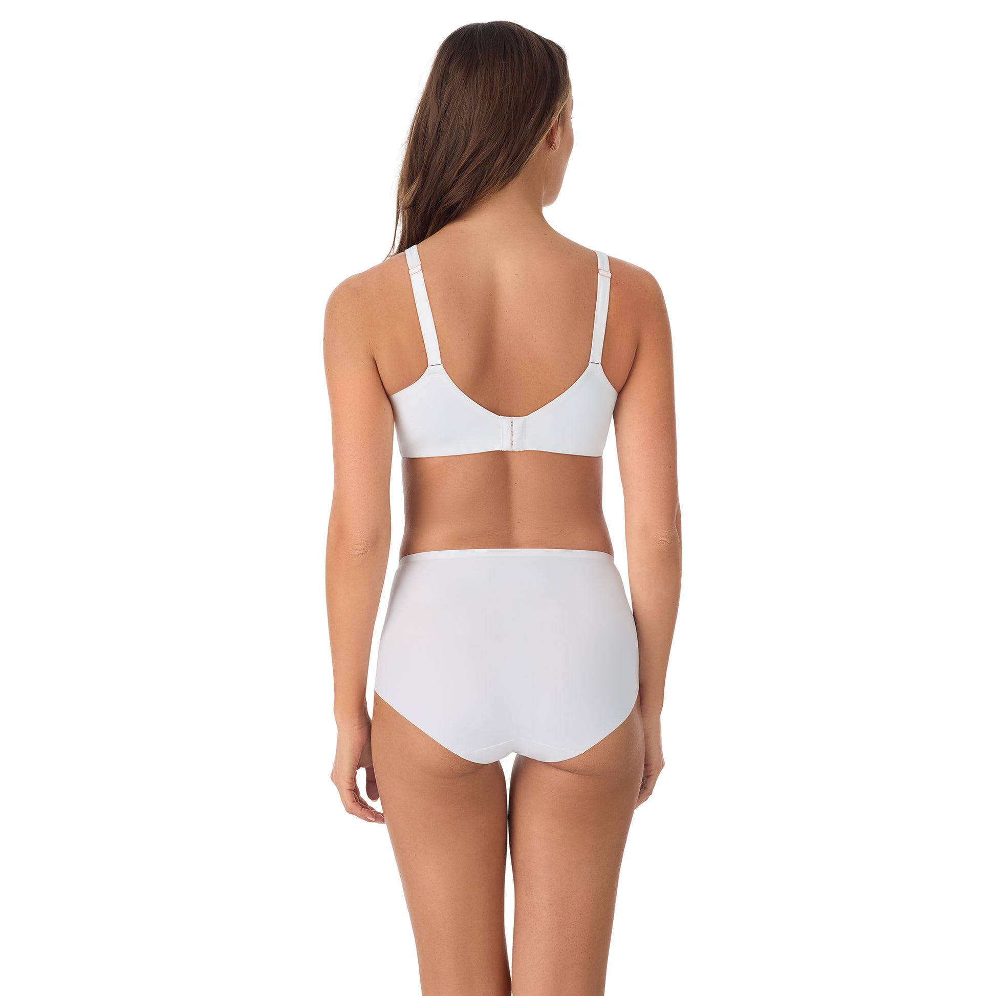 A Lady Wearing Cooling Comfort Unlined - White showing back view