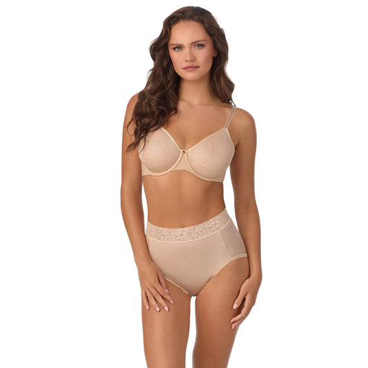 A Lady Wearing Safari Full Coverage Contour Spacer - Sahara facing front view