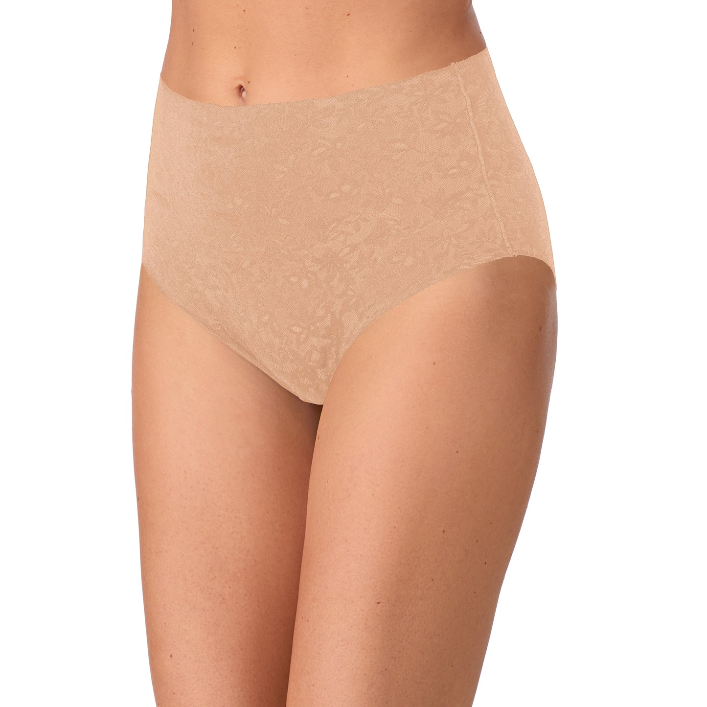 A lady wearing Lace Tech Free Cut Lace Brief - Natural