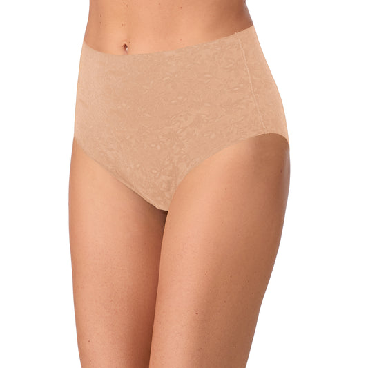 A lady wearing Lace Tech Free Cut Lace Brief - Natural