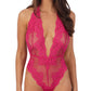 A lady wearing pink Lace Allure Bodysuit