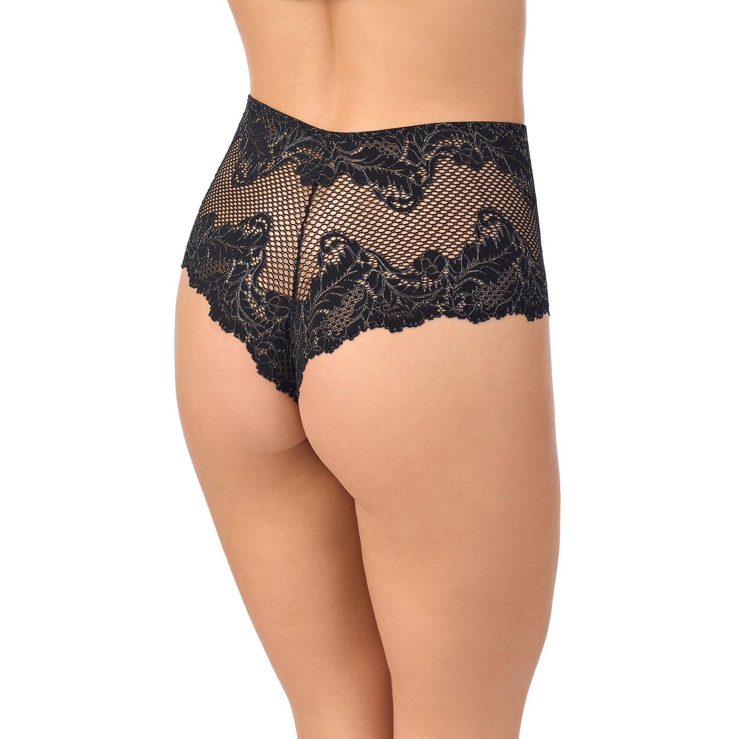 Lace Allure High Waist Thong - Black