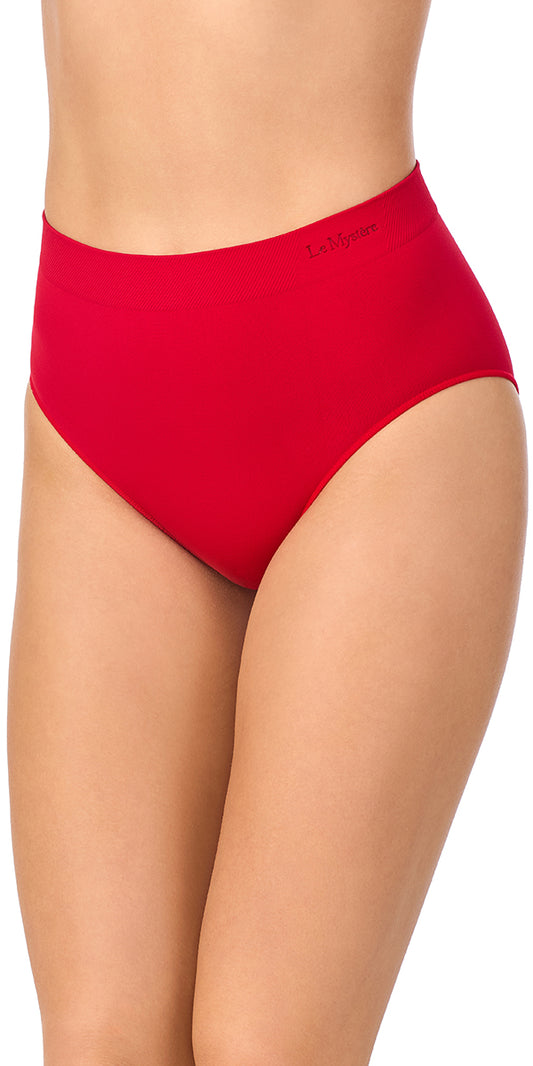 A lady wearing Seamless Comfort Brief - Crimson
