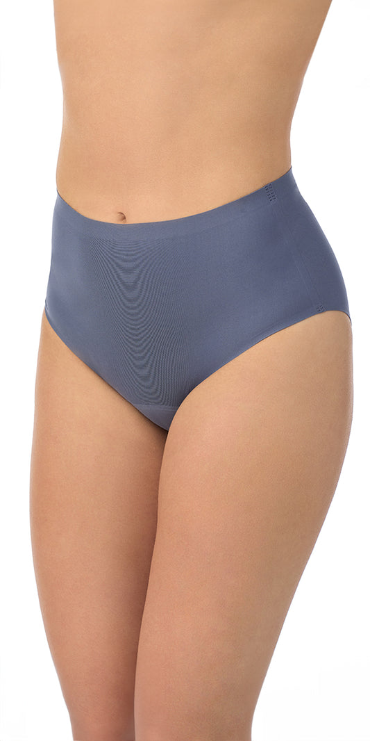 A lady wearing Blue Smooth Shape Leak Resistant Brief