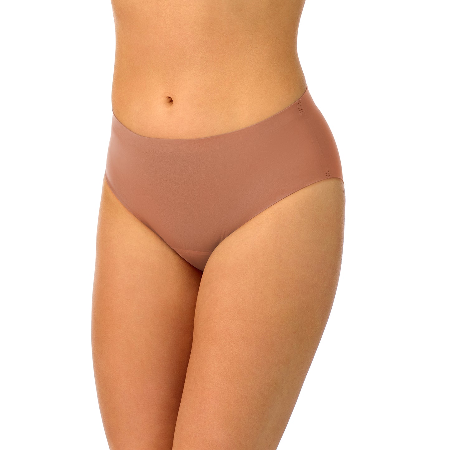 A Lady Wearing Smooth Shape Leak Resistant Hipster - Caramel Front view