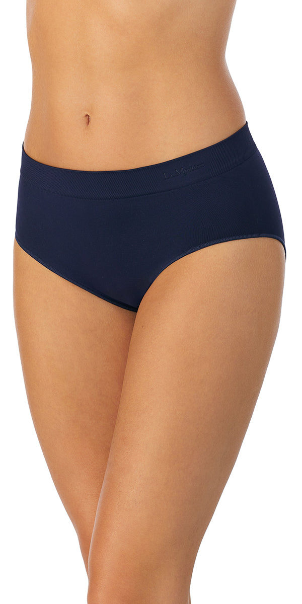 A lady wearing evening blue Seamless Comfort Brief