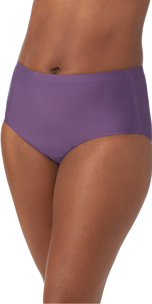 A lady wearing dark plum Smooth Shape Leak Resistant Brief