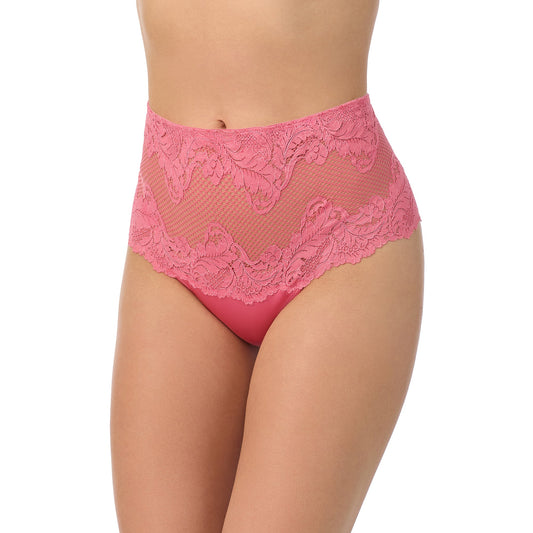 A lady wearing Lace Allure High Waist Thong Blossom