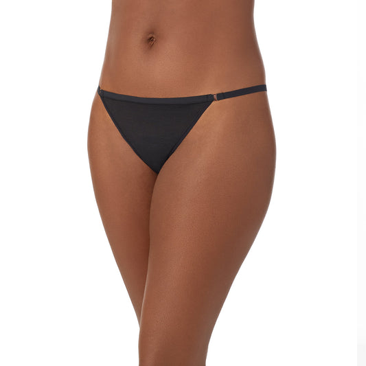 A lady wearing Shimmer Mesh Thong in Black