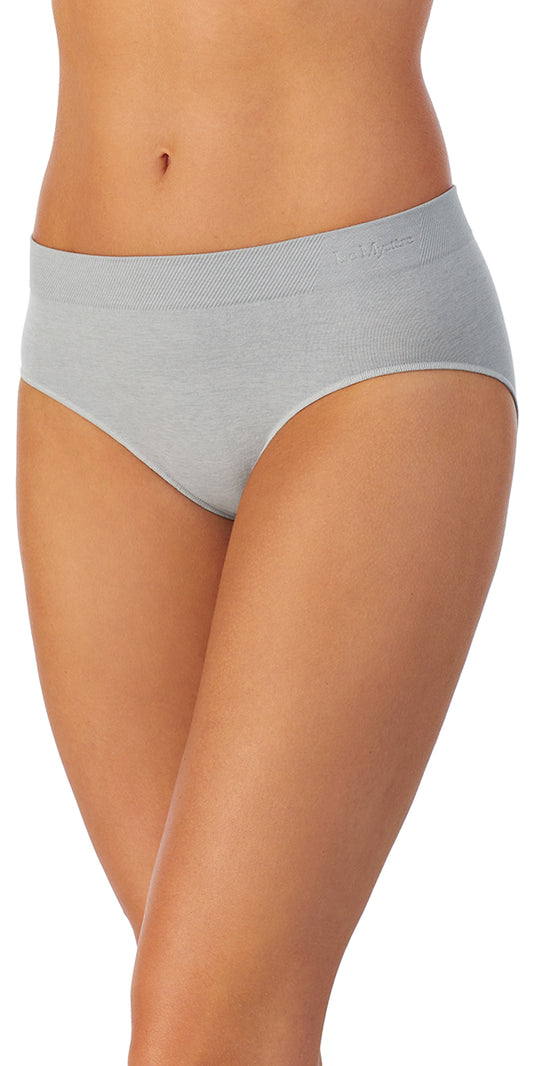 A lady wearing heather grey Seamless Comfort Hipster