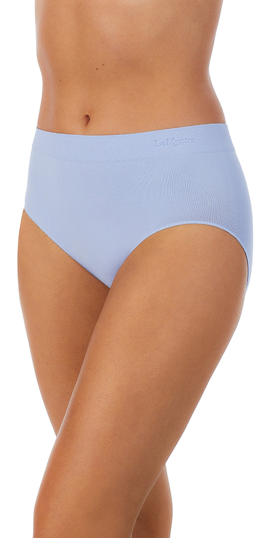 A lady wearing blue wave seamless comfort brief.