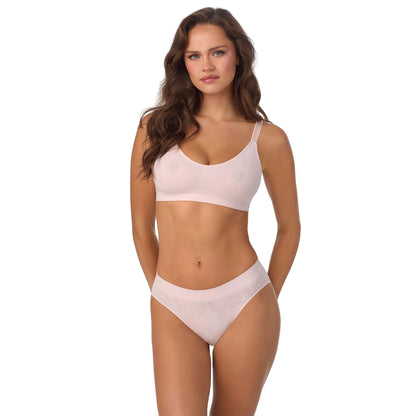 A lady wearing LaceKnit Seamless Wireless Bralette - Cherry Blossom 