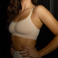 A lady wearing soft shell seamless comfort bralette