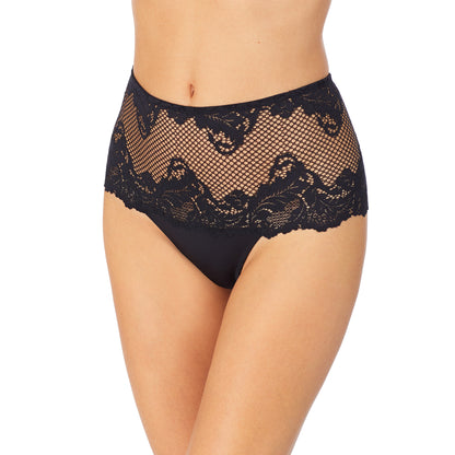 Lace Allure High Waist Thong - Black