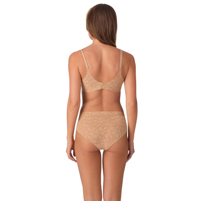 A lady wearing Lace Tech Unlined - Natural back view