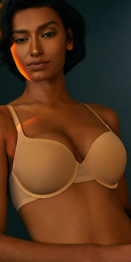 Le Mystere Cotton Touch Unlined T Shirt Bra 34DD Oatmeal Heather Underwire  NWT