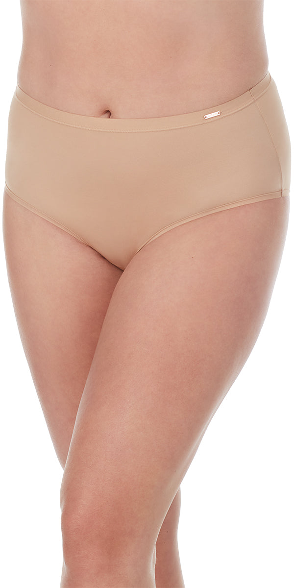 A lady wearing a natural infinite comfort brief.