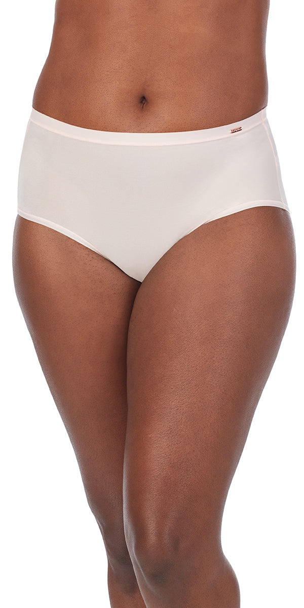 A lady wearing a soft shell infinite comfort brief.